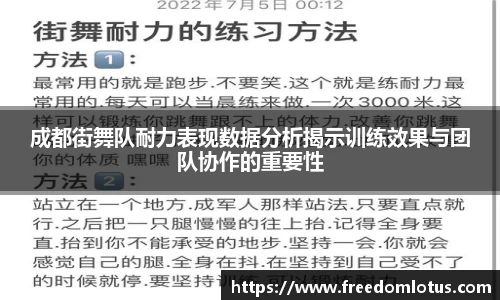 成都街舞队耐力表现数据分析揭示训练效果与团队协作的重要性