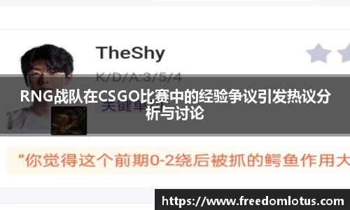 RNG战队在CSGO比赛中的经验争议引发热议分析与讨论